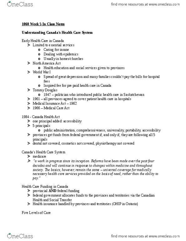 Nursing 1060A/B Lecture 5: Understanding Canada's Health Care System thumbnail