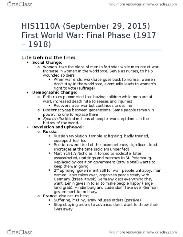HIS 1110 Lecture 6: HIS1110A Final Phase (Septemeber 29, 2015) thumbnail