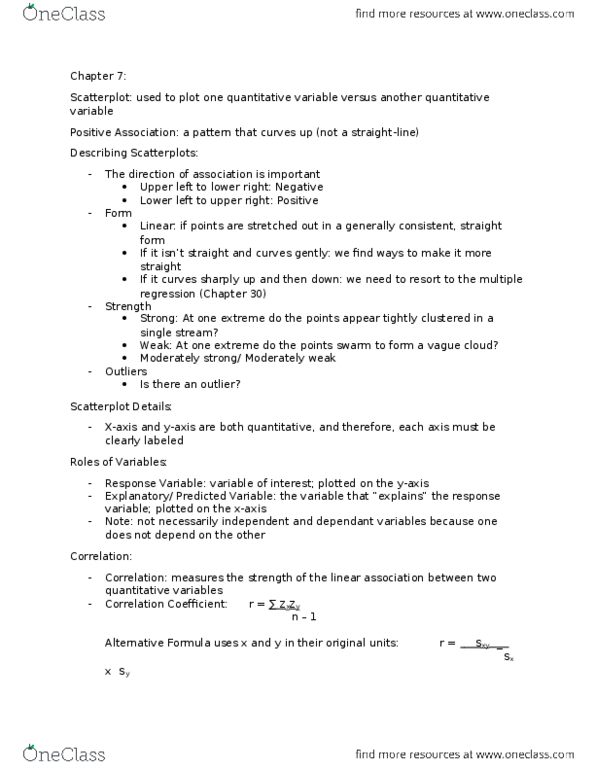 STAB22H3 Chapter Notes - Chapter 7: Scatter Plot, Categorical Variable, Dependent And Independent Variables thumbnail