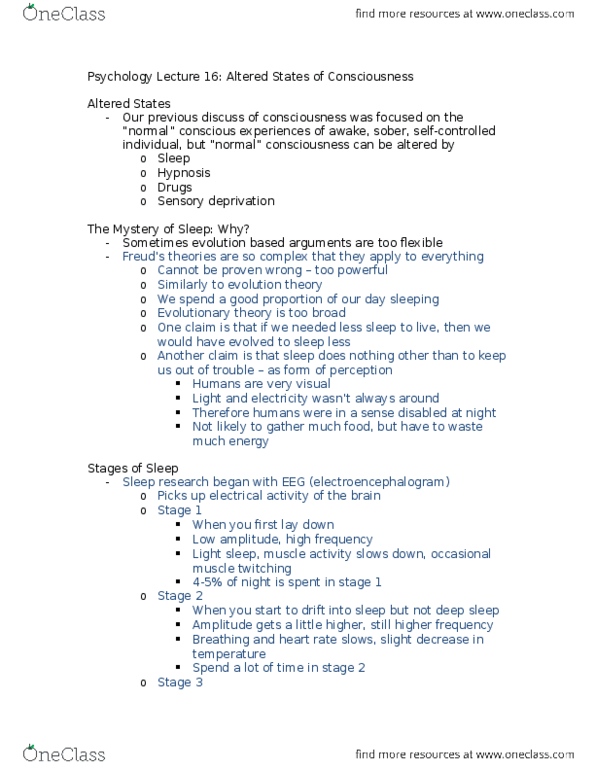 PSYA01H3 Lecture Notes - Lecture 16: Sleep Deprivation, Electroencephalography, Sensory Deprivation thumbnail