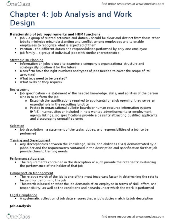 MGHB12H3 Lecture Notes - Lecture 4: Job Analysis, Performance Appraisal, Job Performance thumbnail