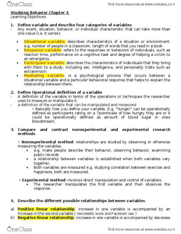 PSYC 217 Chapter Notes - Chapter 4: Operational Definition, Extraversion And Introversion, Confounding thumbnail