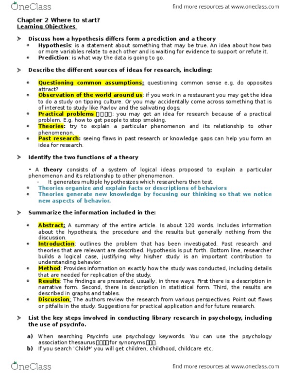 PSYC 217 Chapter Notes - Chapter 2: Psycinfo, Falsifiability thumbnail