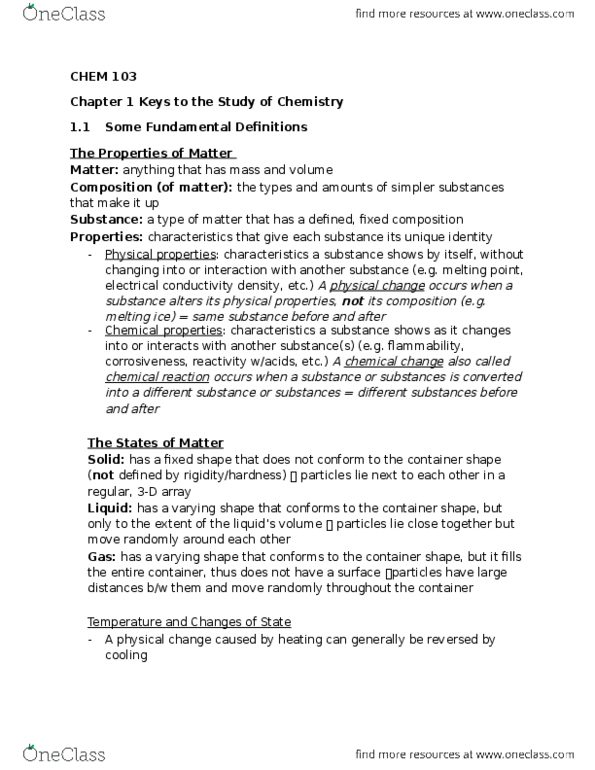 CHEM103 Chapter Notes - Chapter 1.1: Potential Energy, Chemical Potential thumbnail