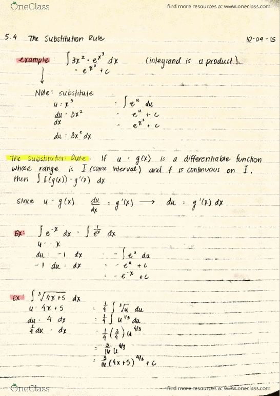 MATH 11B Lecture 5: 5.4 The Substitution Rule thumbnail