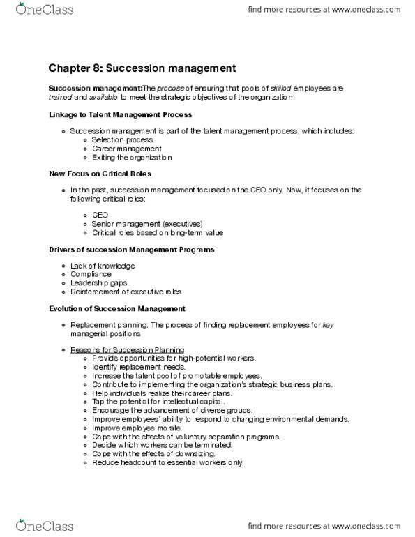 HRM301 Chapter Notes - Chapter 8: Headcount, Career Management, Peter Drucker thumbnail