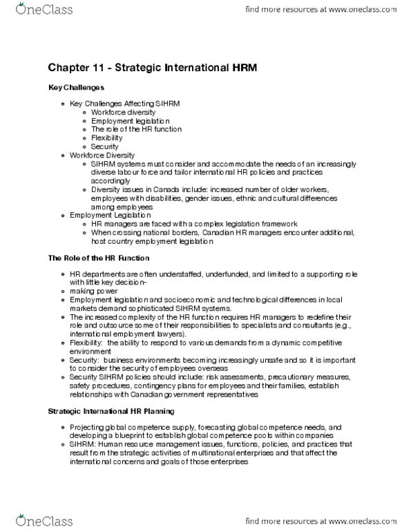 HRM301 Chapter Notes - Chapter 11: Conscientiousness, Culture Shock, Human Resource Management thumbnail