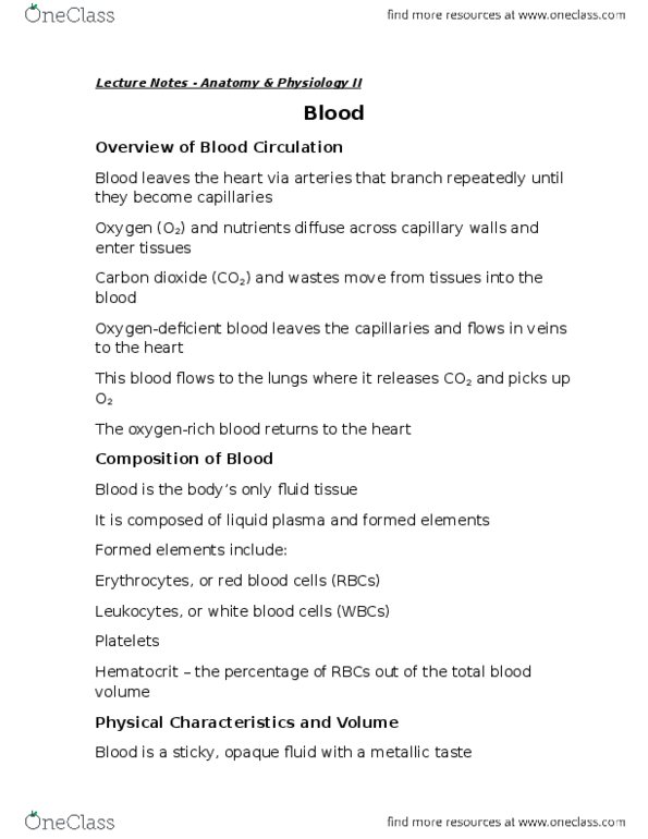 Nursing HAP201 Lecture Notes - Lecture 1: Endomysium, Heart Sounds, Agglutinin thumbnail