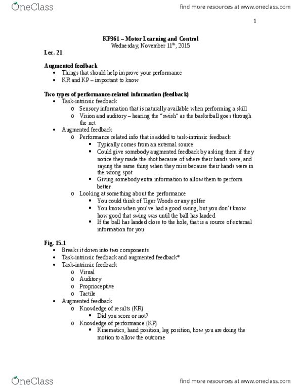 KP361 Lecture Notes - Lecture 21: Mixed Group, Air Ball, Physical Therapy thumbnail