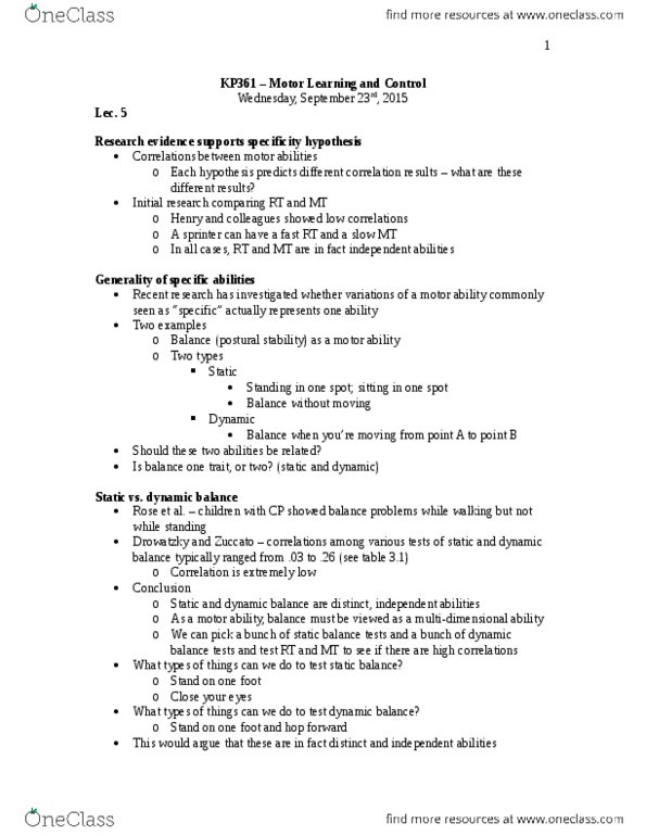 KP361 Lecture Notes - Lecture 5: Skeletal Muscle, Cerebral Cortex, Diencephalon thumbnail