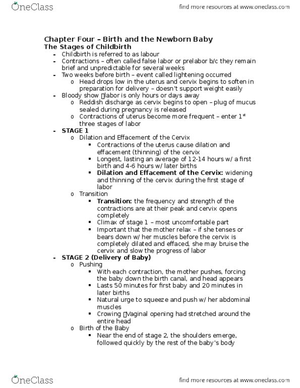 PSYCH211 Chapter Notes - Chapter 4: Episiotomy, Mcdonaldland, Prolactin thumbnail