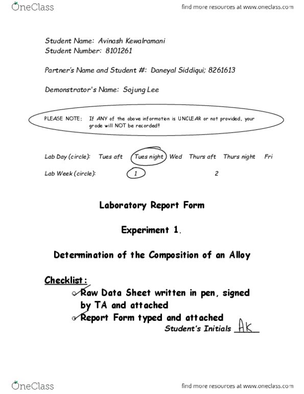 CHM 1311 Lecture Notes - Lecture 1: Stoichiometry, Eudiometer, Vapor Pressure thumbnail