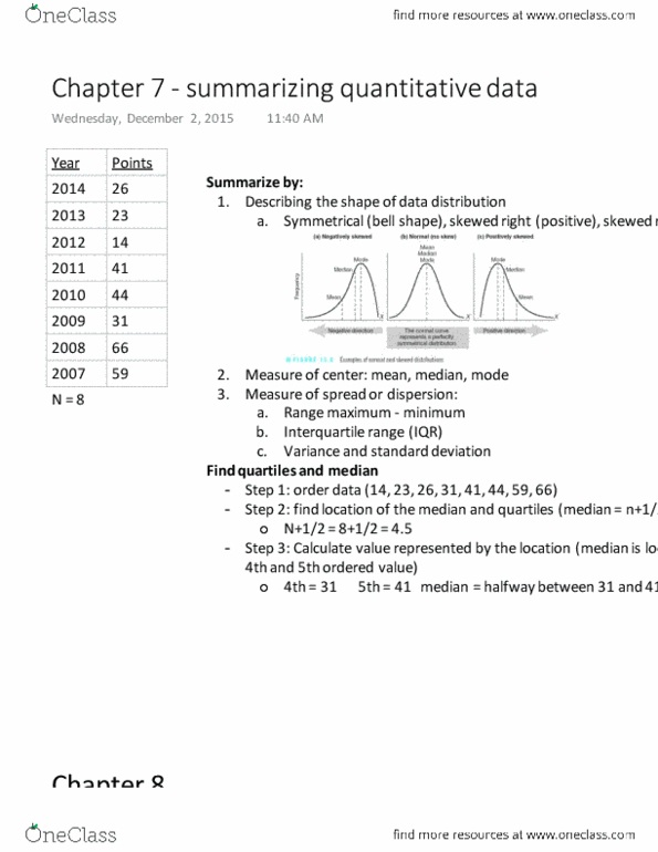 STAT 100 Lecture Notes - Lecture 5: Standard Deviation, Quartile, Percentile thumbnail