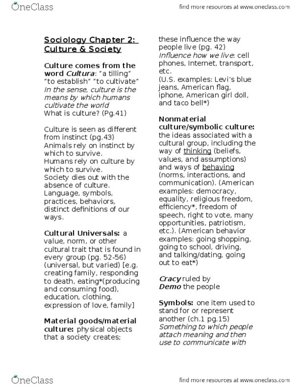 SOC 101 Lecture Notes - Lecture 1: Sociological Perspectives, Uniform Crime Reports, Ethnocentrism thumbnail