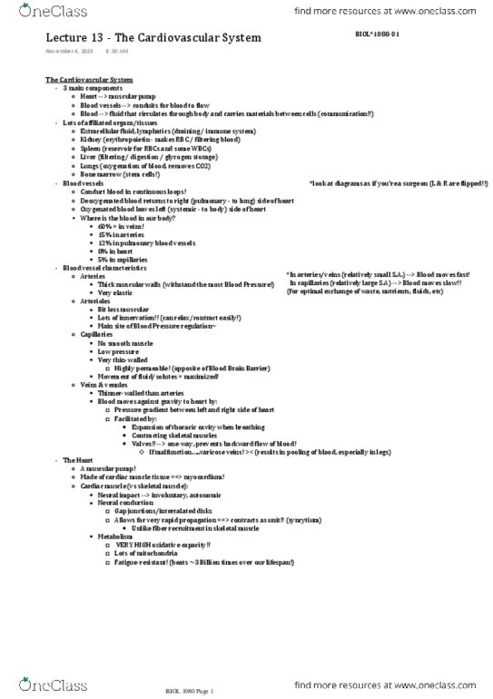 BIOL 1080 Lecture Notes - Lecture 13: Pressure Gradient, Skeletal Muscle, Syncytium thumbnail