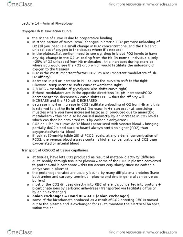 BIOL 3070 Lecture Notes - Lecture 14: Hypoventilation, Hypercapnia, Intrapleural Pressure thumbnail