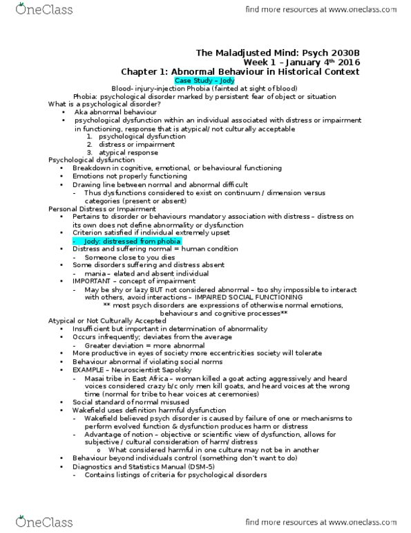 Psychology 2030A/B Chapter 1: 2030B - week 1 chapter 1 thumbnail