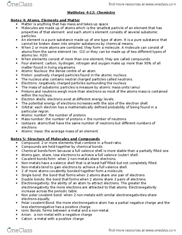 BI110 Chapter 4-12: Notes 4 to 12 chemistry thumbnail