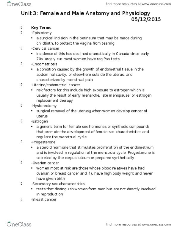 FRHD 2100 Chapter Notes - Chapter 3: Kegel Exercise, Urethritis, Vasectomy thumbnail