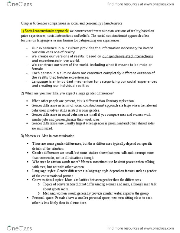 PSYC 3480 Chapter Notes - Chapter 6: Relational Aggression, Moral Reasoning, Double Bind thumbnail