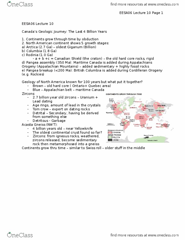 EESA06H3 Lecture Notes - Lecture 10: Terrane, Penokean Orogeny, Basalt thumbnail