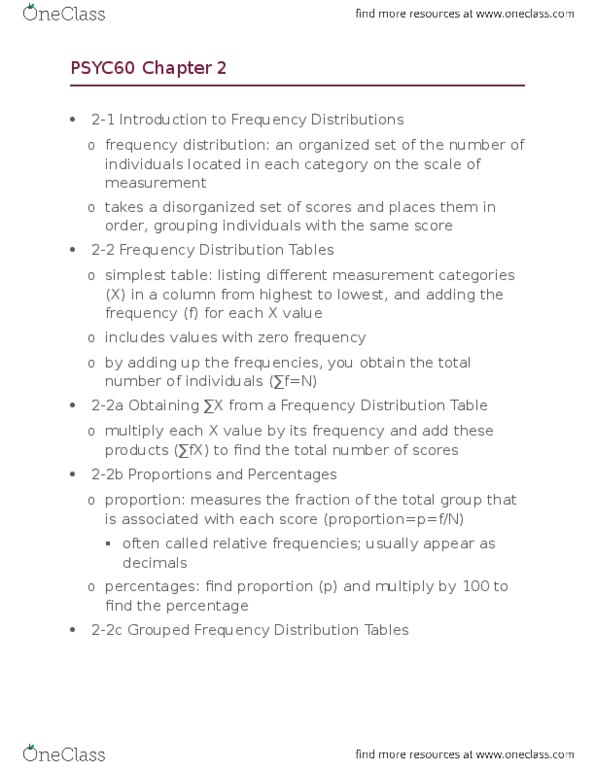 PSYC 60 Chapter Notes - Chapter 2: Normal Distribution, Abscissa And Ordinate, Level Of Measurement thumbnail