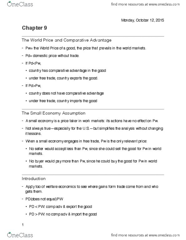 ECON 2010 Lecture Notes - Lecture 17: North American Free Trade Agreement, General Agreement On Tariffs And Trade, Import Quota thumbnail