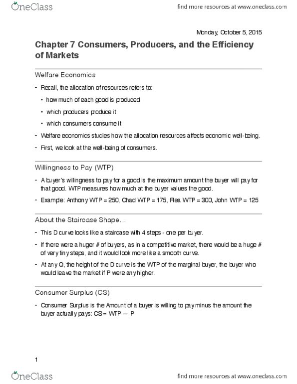 ECON 2010 Lecture Notes - Lecture 14: Opportunity Cost, Economic Surplus thumbnail