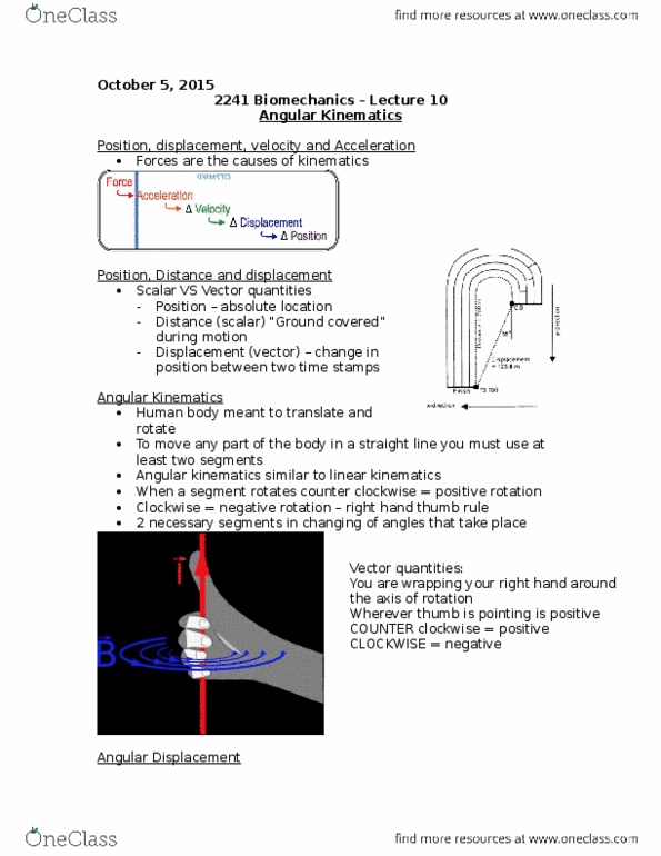 Kinesiology 2241A/B Lecture Notes - Lecture 10: An Angle thumbnail