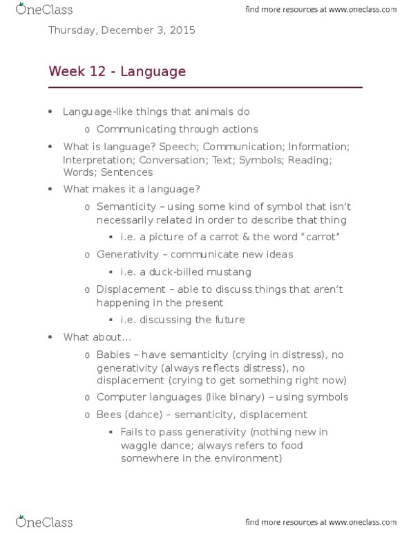 PSYC 100 Lecture Notes - Lecture 12: Spoken Language, Binoculars, Arianism thumbnail