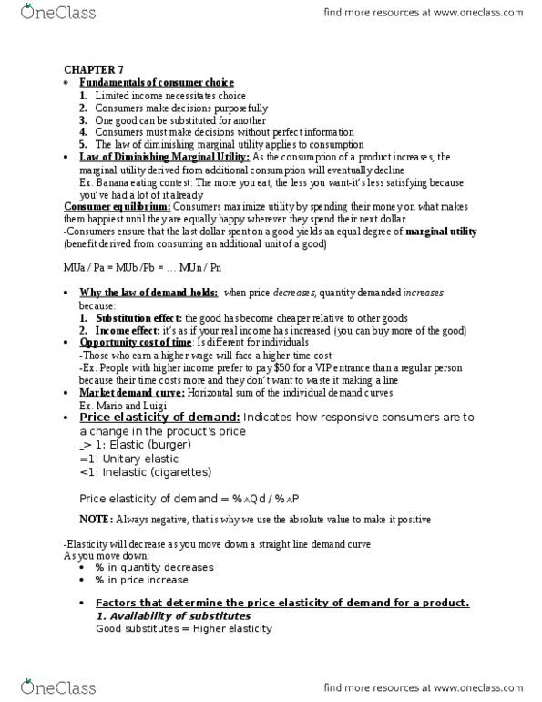 ECO-2023 Lecture Notes - Lecture 7: Corn Flakes, Demand Curve, Normal Good thumbnail