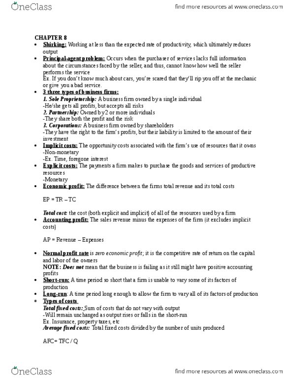 ECO-2023 Lecture Notes - Lecture 8: Marginal Cost, Fixed Cost, Sole Proprietorship thumbnail