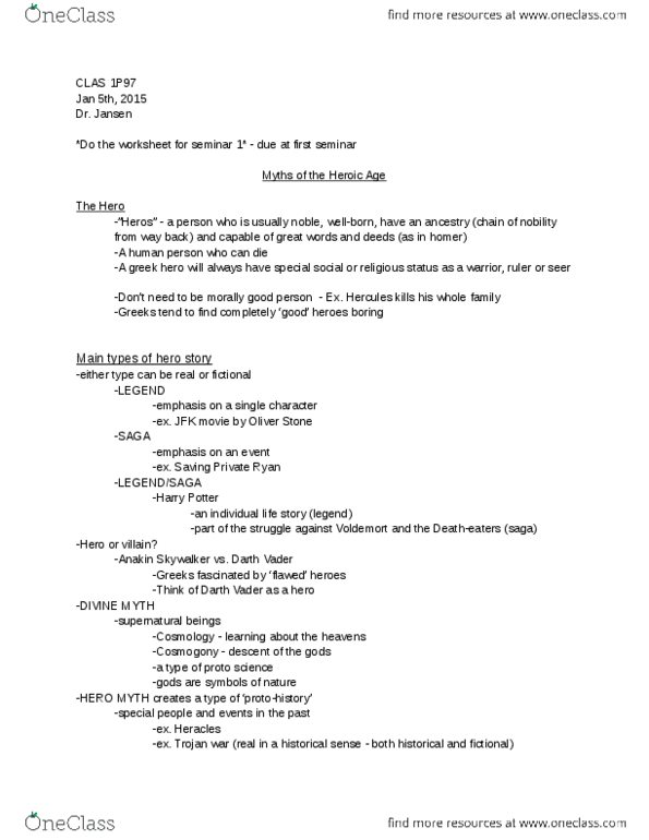 CLAS 1P97 Lecture Notes - Lecture 1: Myrtilus, Stheno, Serifos thumbnail