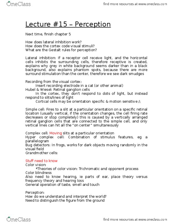 Psychology 1000 Lecture Notes - Lecture 15: Opponent Process, Color Vision, Color Blindness thumbnail