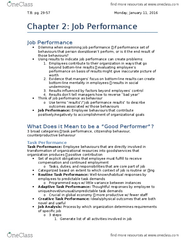 Management and Organizational Studies 2181A/B Chapter 2: Chapter 2 - Job Performance thumbnail