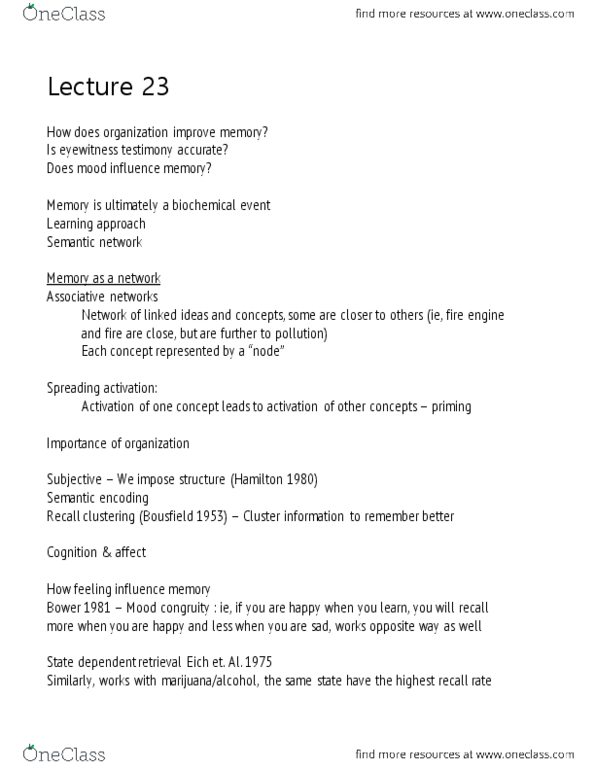 Psychology 1000 Lecture Notes - Lecture 23: Dementia, Semantic Network, Sensitivity And Specificity thumbnail