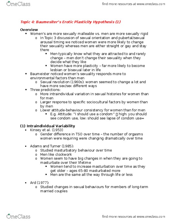 PSYCH 3AC3 Lecture Notes - Lecture 5: Prison Sex, Condom, Masturbation thumbnail