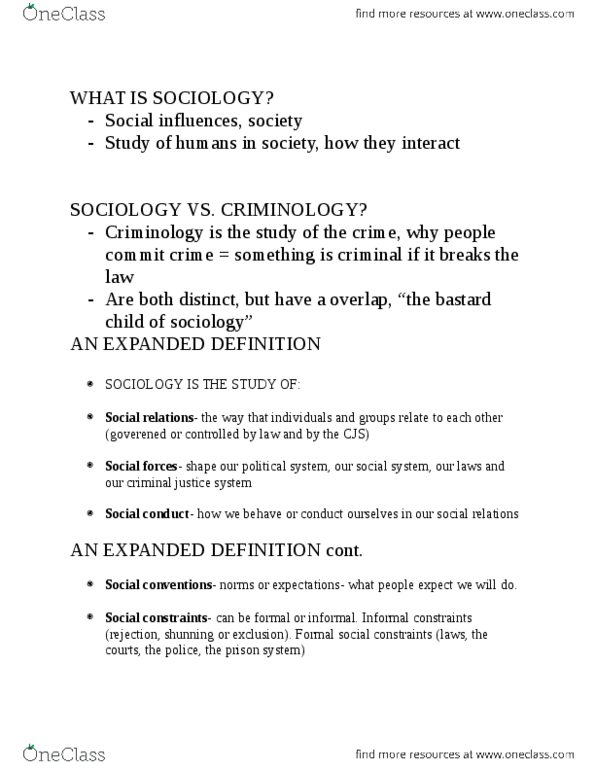 CRIM 104 Lecture Notes - Lecture 1: Fecundity, Montesquieu, Social Fact thumbnail