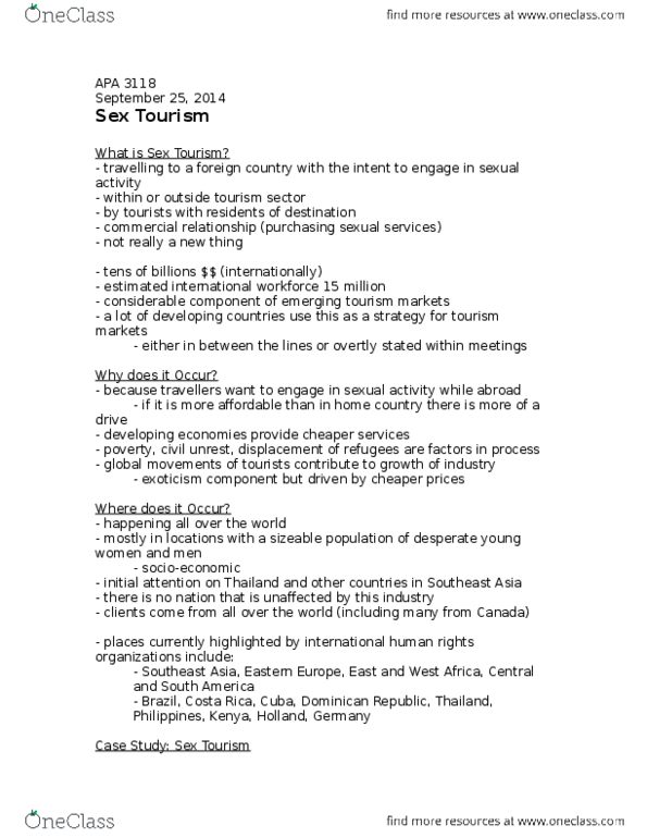 APA 3118 Lecture Notes - Lecture 5: Ecpat, Rastafari, Sexually Transmitted Infection thumbnail