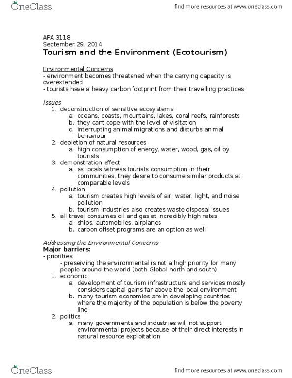 APA 3118 Lecture 6: ecotourism thumbnail