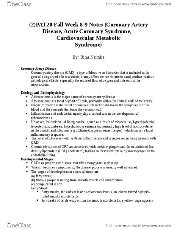 PAT 20A/B Lecture Notes - Lecture 8: Bed Rest, Peripheral Edema, Ascending Aorta thumbnail