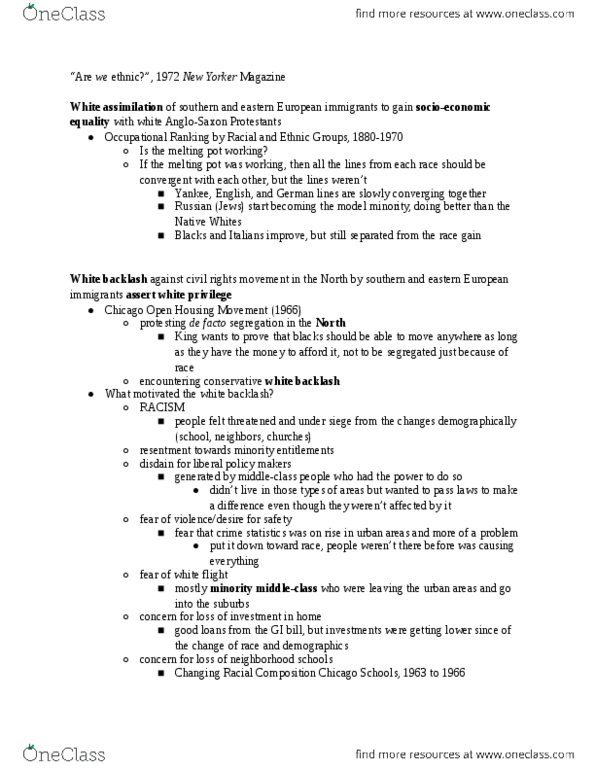 GE CLST 20B Lecture Notes - Lecture 2: Populism, White Flight, Community Reinvestment Act thumbnail