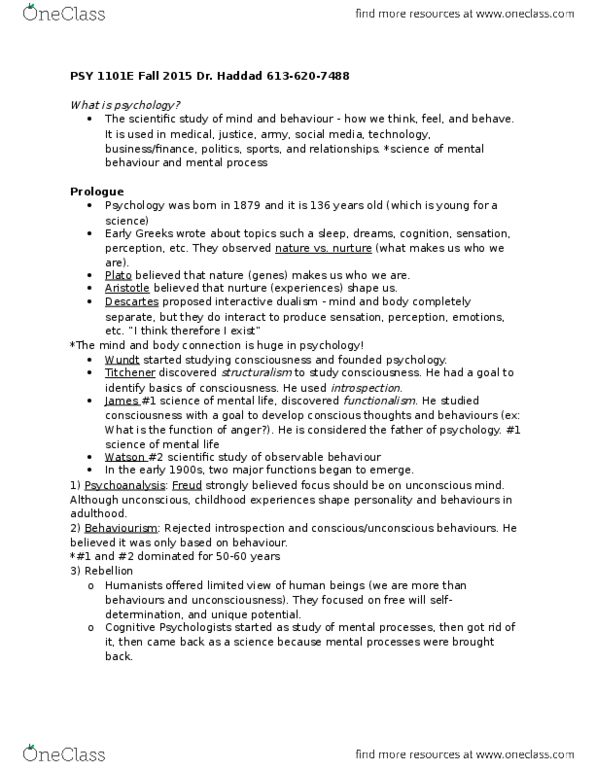 PSY 1101 Lecture Notes - Lecture 1: Psilocybin, Inhalant, Oxycodone thumbnail