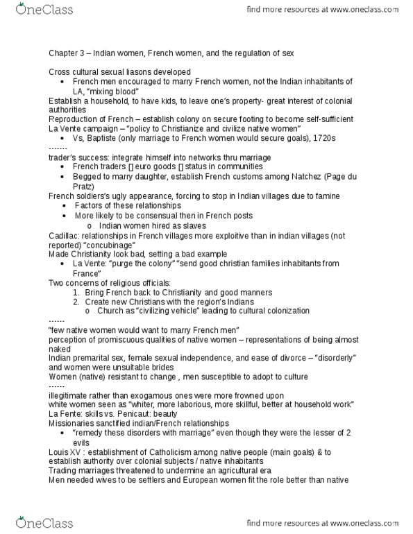 HST 222 Chapter Notes - Chapter 3: Premarital Sex, Exogamy, Concubinage thumbnail