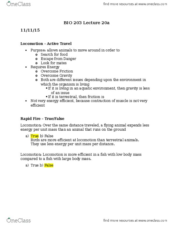 BIO 203 Lecture Notes - Lecture 20: Polysaccharide, Muscle Fatigue, Jet Propulsion thumbnail