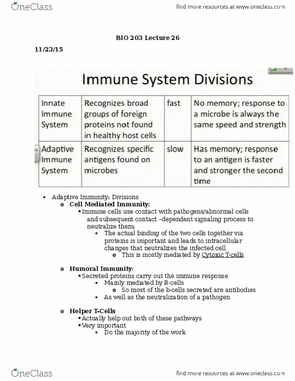 BIO 203 Lecture Notes - Lecture 26: Mhc Class Ii, Opsonin, Portal Vein thumbnail