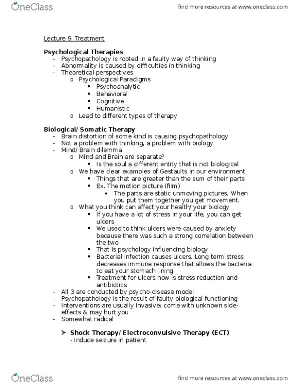 PSY240H5 Lecture Notes - Lecture 9: Lobotomy, Psychosurgery, Operant Conditioning thumbnail