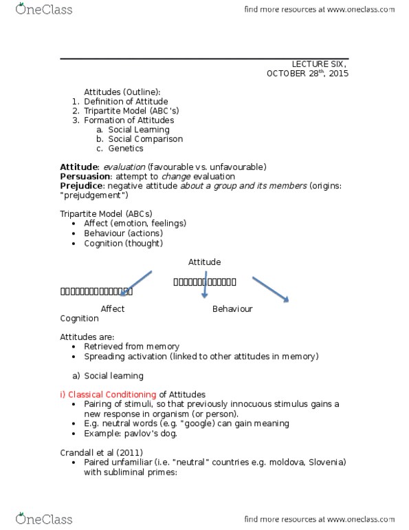 PSYC 2P30 Lecture Notes - Lecture 1: Classical Conditioning thumbnail