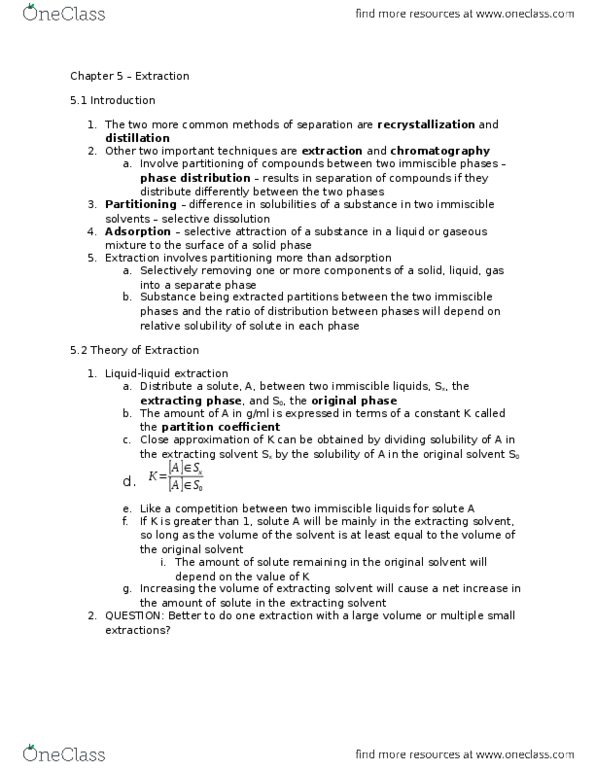 CHEM 232 Chapter Notes - Chapter 5: Miscibility, Solution, Dichloromethane thumbnail