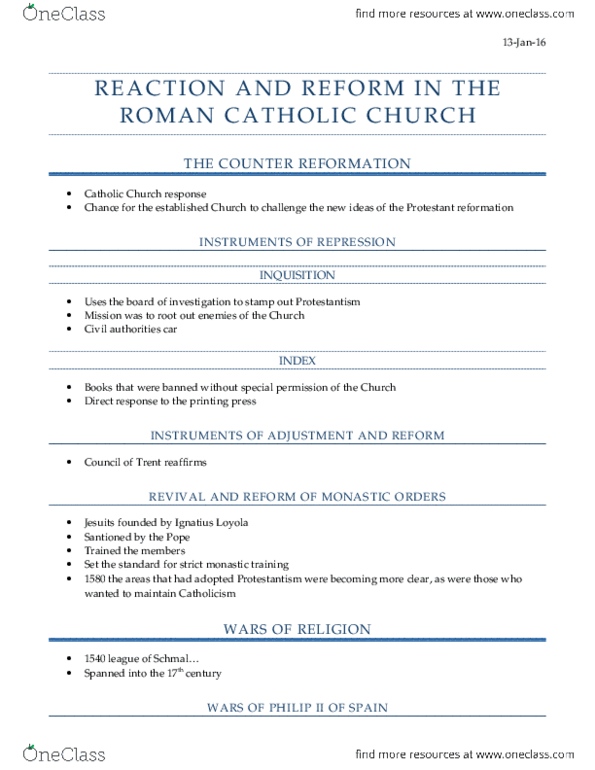 HIST-0053 Lecture Notes - Lecture 16: Ignatius Of Loyola, House Of Stuart, Westphalian Sovereignty thumbnail